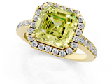 Yellow gold Fancy Yellow Asscher  Halo Diamond Pavé Band Ring with Prong Setting_1