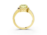 Yellow gold Fancy Yellow Asscher  Halo Diamond Pavé Band Ring with Prong Setting_3