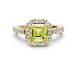 Yellow gold Fancy Yellow Asscher  Halo Diamond Pavé Solitaire Ring_73