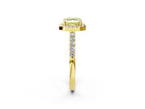 Yellow gold Fancy Yellow Asscher  Halo Diamond Pavé Solitaire Ring_75