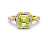 Yellow gold Fancy Yellow Asscher  Halo Diamond Pavé Solitaire Ring_85