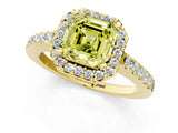 Yellow gold Fancy Yellow Asscher  Halo Diamond Pavé Solitaire Ring_86