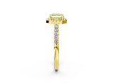 Yellow gold Fancy Yellow Asscher  Halo Diamond Pavé Solitaire Ring_87