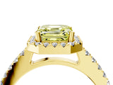 Yellow gold Fancy Yellow Asscher  Halo Diamond Pavé Solitaire Ring_89
