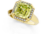Yellow gold Fancy Yellow Asscher  Halo Diamond Ring with Cathedral Band and Four-Prong Setting_46