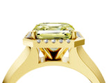 Yellow gold Fancy Yellow Asscher  Halo Diamond Ring with Cathedral Band and Four-Prong Setting_49