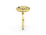 Yellow gold Fancy Yellow Asscher  Halo Diamond Ring with Milgrain Edge and Round Prong Setting_76