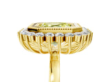 Yellow gold Fancy Yellow Asscher  Halo Diamond Ring with Milgrain Edge and Round Prong Setting_79