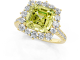Yellow gold Fancy Yellow Asscher  Halo Diamond Ring with Pavé Band and Prong Setting_23