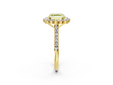 Yellow gold Fancy Yellow Asscher  Halo Diamond Ring with Pavé Band and Prong Setting_24