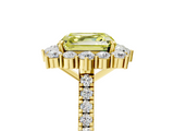 Yellow gold Fancy Yellow Asscher  Halo Diamond Ring with Pavé Band and Prong Setting_27
