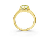 Yellow gold Fancy Yellow Asscher  Halo Diamond Ring with Round Cluster Setting, Solitaire Band, and Four-Prong Setting_32