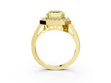 Yellow gold Fancy Yellow Asscher  Halo Diamond Ring with Split Shank and Four-Prong Setting_3