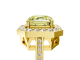 Yellow gold Fancy Yellow Asscher  Halo Diamond Ring with Split Shank and Four-Prong Setting_5