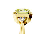 Yellow gold Fancy Yellow Asscher  Halo Diamond Ring with Tapered Band and Four-Prong Setting_12