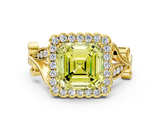 Yellow gold Fancy Yellow Asscher  Halo Diamond Ring with Vintage Split Shank and Four-Prong Setting_17