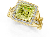 Yellow gold Fancy Yellow Asscher  Halo Diamond Ring with Vintage Split Shank and Four-Prong Setting_18