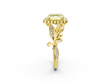 Yellow gold Fancy Yellow Asscher  Halo Diamond Ring with Vintage Split Shank and Four-Prong Setting_19