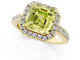 Yellow gold Fancy Yellow Asscher  Halo Diamond Solitaire with Pavé Band and Four-Prong Setting_35