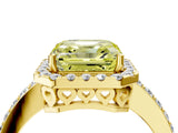 Yellow gold Fancy Yellow Asscher  Halo Diamond Solitaire with Pavé Band and Four-Prong Setting_38