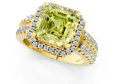 Yellow gold Fancy Yellow Asscher  Halo Diamond Split Shank Engagement Ring with Prong Setting_44