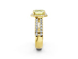Yellow gold Fancy Yellow Asscher  Halo Diamond Split Shank Engagement Ring with Prong Setting_45