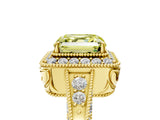 Yellow gold Fancy Yellow Asscher  Halo Diamond Split Shank Ring with Milgrain Detail_34