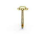 Yellow gold Fancy Yellow Asscher  Halo Milgrain Pave Diamond Ring with Four-Prong Setting 3