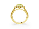 Yellow gold Fancy Yellow Asscher  Halo Milgrain Pave Diamond Ring with Four-Prong Setting 4