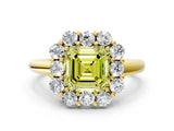 Yellow gold Fancy Yellow Asscher  Halo Milgrain Solitaire with Bezel Set Side Stones and Pave Band_32
