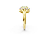 Yellow gold Fancy Yellow Asscher  Halo Milgrain Solitaire with Bezel Set Side Stones and Pave Band_34