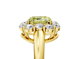 Yellow gold Fancy Yellow Asscher  Halo Milgrain Solitaire with Bezel Set Side Stones and Pave Band_37