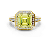 Yellow gold Fancy Yellow Asscher  Halo Pavé Diamond Engagement Ring with Bezel Setting