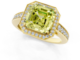 Yellow gold Fancy Yellow Asscher  Halo Pavé Diamond Engagement Ring with Bezel Setting_1