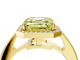 Yellow gold Fancy Yellow Asscher  Halo Pavé Diamond Engagement Ring with Bezel Setting_4