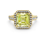 Yellow gold Fancy Yellow Asscher  Halo Pavé Diamond Engagement Ring with Four-Prong Setting_27