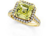 Yellow gold Fancy Yellow Asscher  Halo Pavé Diamond Engagement Ring with Four-Prong Setting_28