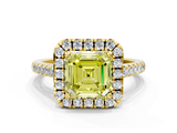 Yellow gold Fancy Yellow Asscher  Halo Pavé Diamond Engagement Ring with Four-Prong Setting_3