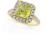 Yellow gold Fancy Yellow Asscher  Halo Pavé Diamond Engagement Ring with Four-Prong Setting_4