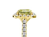 Yellow gold Fancy Yellow Asscher  Halo Pavé Diamond Engagement Ring with Four-Prong Setting_8