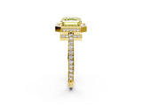 Yellow gold Fancy Yellow Asscher  Halo Pave Band Solitaire Ring with Prong Setting_50
