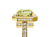 Yellow gold Fancy Yellow Asscher  Halo Pave Band Solitaire Ring with Prong Setting_53