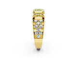 Yellow gold Fancy Yellow Asscher  Halo Pave Diamond Engagement Ring with Milgrain Detailing_48