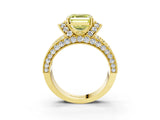 Yellow gold Fancy Yellow Asscher  Halo Pave Diamond Engagement Ring with Milgrain Detailing_49