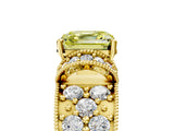 Yellow gold Fancy Yellow Asscher  Halo Pave Diamond Engagement Ring with Milgrain Detailing_51