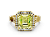 Yellow gold Fancy Yellow Asscher  Halo Pave Split Shank Prong Setting Ring_26