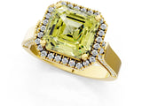 Yellow gold Fancy Yellow Asscher  Halo Pave Split Shank Prong Setting Ring_27