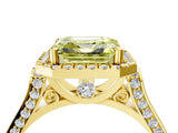 Yellow gold Fancy Yellow Asscher  Halo Pave Split Shank Prong Setting Ring_30