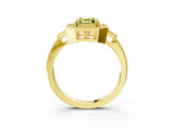 Yellow gold Fancy Yellow Asscher  Halo Round Diamond Milgrain Pave Engagement Ring_6