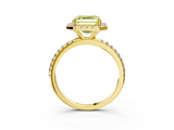 Yellow gold Fancy Yellow Asscher  Halo Round Diamond Pavé Band Four-Prong Ring_6
